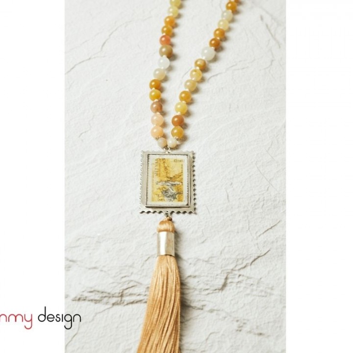 Vietnam stamp necklace